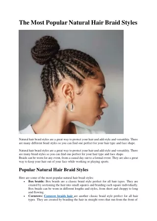 The Most Popular Natural Hair Braid Styles