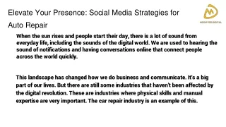 Elevate Your Presence: Social Media Strategies for Auto Repair