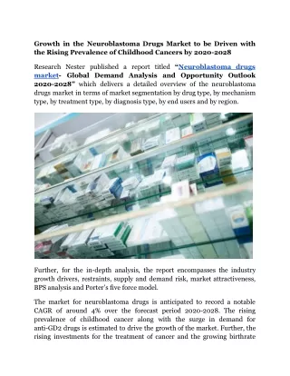 Neuroblastoma Drugs Market