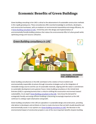 Economic Benefits of Green Buildings