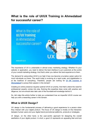 What is the role of UI/UX Training in Ahmedabad for successful career?