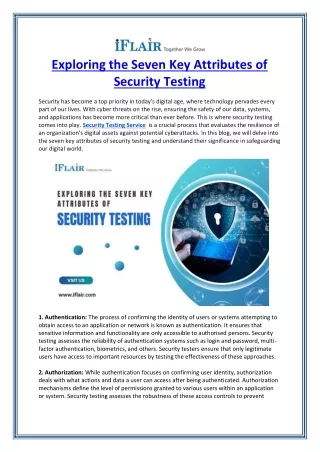 Exploring the Seven Key Attributes of Security Testing
