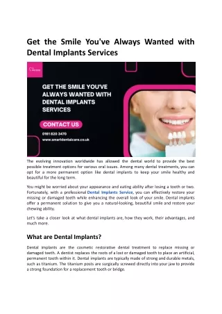 Get the Smile You've Always Wanted with Dental Implants Services