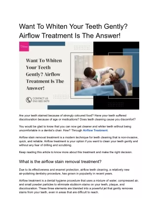 Want To Whiten Your Teeth Gently? Airflow Treatment Is The Answer!