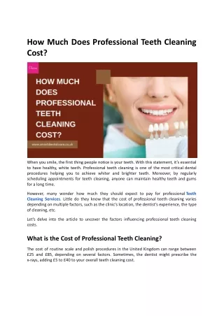 How Much Does Professional Teeth Cleaning Cost?
