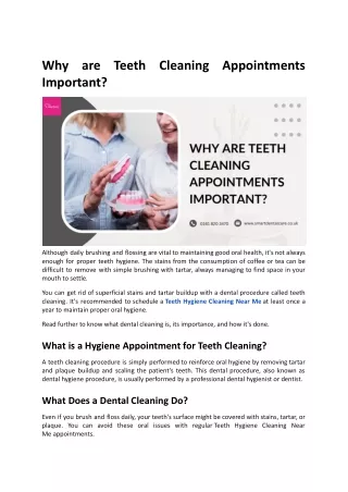 Why are Teeth Cleaning Appointments Important?