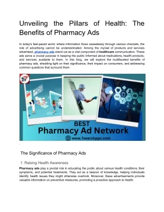 Unveiling the Pillars of Health_ The Benefits of Pharmacy Ads