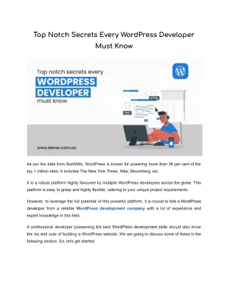 Top Notch Secrets Every WordPress Developer Must Know