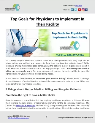 Top Goals for Physicians to Implement In Their Facility