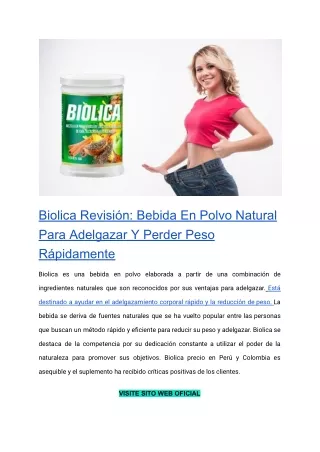 Biolica Revisión_ Bebida En Polvo Natural Para Adelgazar Y Perder Peso Rápidamente