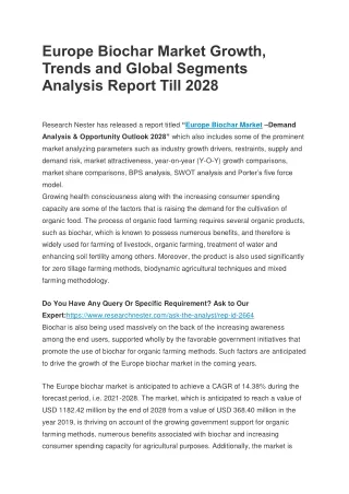 Europe Biochar Market