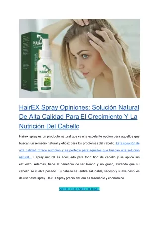 HairEX Spray Opiniones_ Solución Natural De Alta Calidad Para El Crecimiento Y La Nutrición Del Cabello