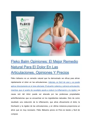 Fleko Balm Opiniones_ El Mejor Remedio Natural Para El Dolor En Las Articulaciones, Opiniones Y Precios