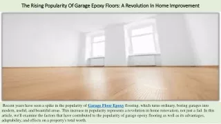 The Rising Popularity Of Garage Epoxy Floors A Revolution In Home Improvement