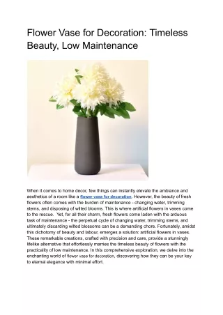Artificial Flowers in Vase_ Timeless Beauty, Low Maintenance (1)