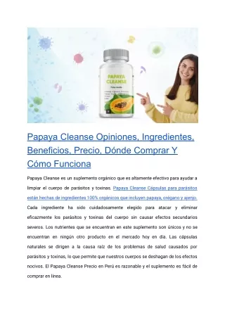 Papaya Cleanse Opiniones, Ingredientes, Beneficios, Precio, Dónde Comprar Y Cómo Funciona