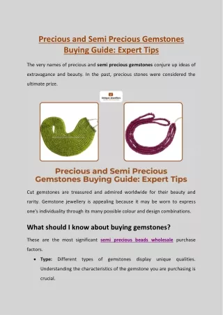 Precious and Semi Precious Gemstones Buying Guide: Expert Tips