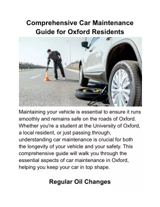 Comprehensive Car Maintenance Guide for Oxford Residents