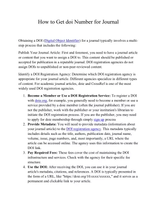 How to Get doi Number for Journal