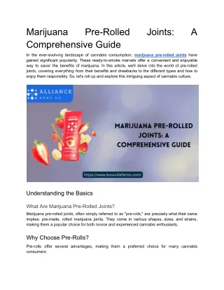 Marijuana Pre-Rolled Joints_ A Comprehensive Guide
