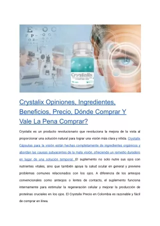 Crystalix Opiniones, Ingredientes, Beneficios, Precio, Dónde Comprar Y Vale La Pena Comprar