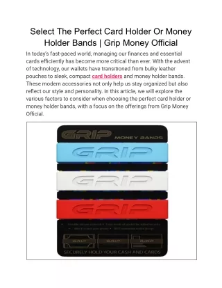 Shop Stylish Card Holder Bands Online at Grip Money Official