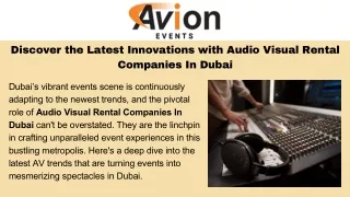 Discover the Latest Innovations with Audio Visual Rental Companies In Dubai