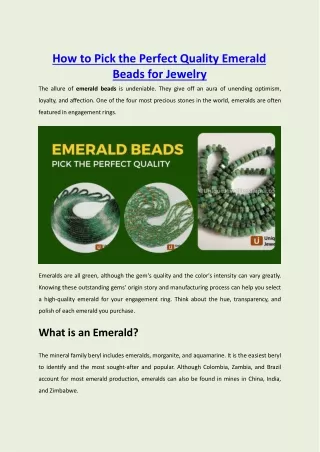 How to Pick the Perfect Quality Emerald Beads for Jewelry?