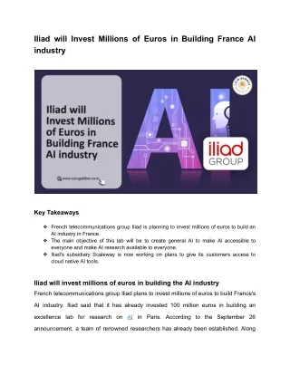 Iliad will Invest Millions of Euros in Building France AI industry