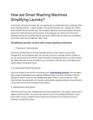 How Smart Washing Machines Simplify Laundry