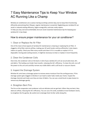 7 Maintenance Tips for Keeping Your Window AC in Top-Shape