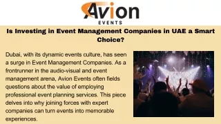 Is Investing in Event Management Companies in UAE a Smart Choice