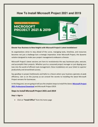 How To Install Microsoft Project 2021 and 2019