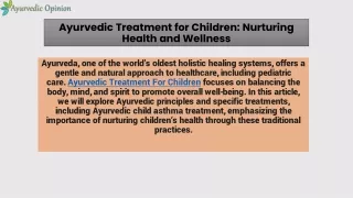 Ayurvedic Treatment for Children