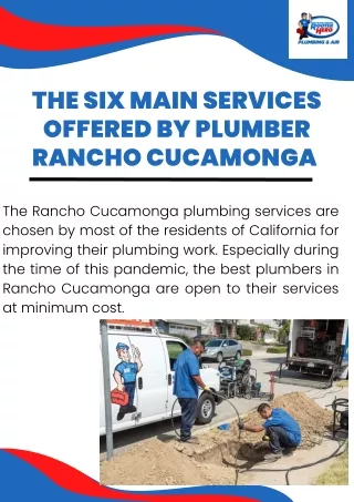 The Six Main Services Offered by Plumber Rancho Cucamonga