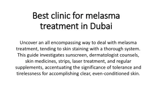 Best clinic for melasma treatment in Dubai