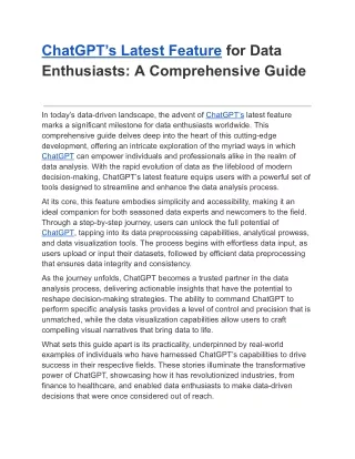 ChatGPT's Latest Feature_ Empowering Data Enthusiasts