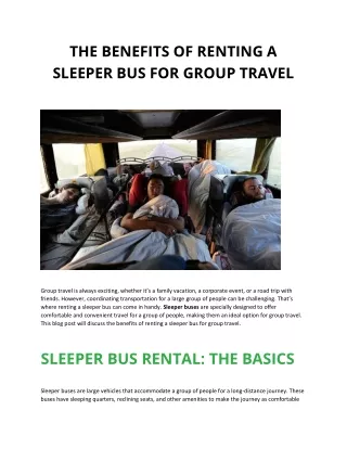 THE BENEFITS OF RENTING A SLEEPER BUS FOR GROUP TRAVEL