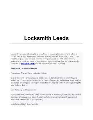 Locksmith Leeds