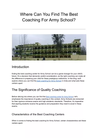 Where Can You Find The Best Coaching For Army School