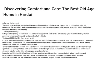 best old age home in Hardoi,