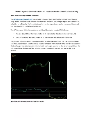 The MT4 Improved RSI Indicator