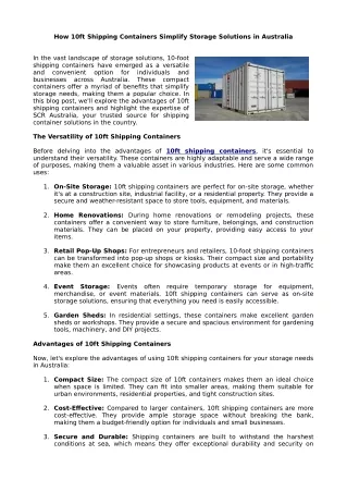 How 10ft Shipping Containers Simplify Storage Solutions in Australia