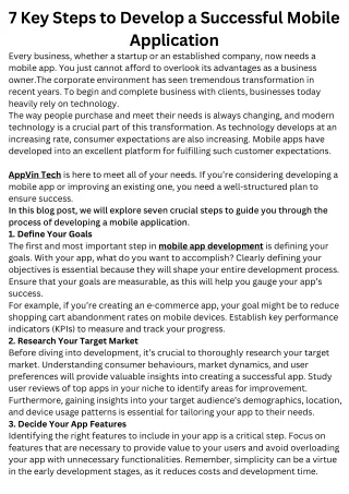 7 Key Steps to Develop a Successful Mobile Application