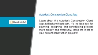 Autodesk Construction Cloud App Blacksmithsoft.com