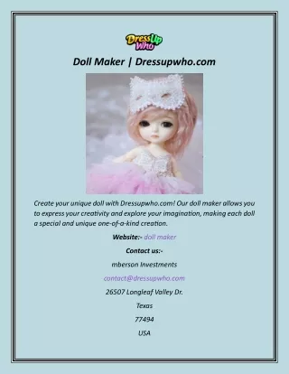 Doll Maker  Dressupwho