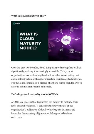 What is cloud maturity model