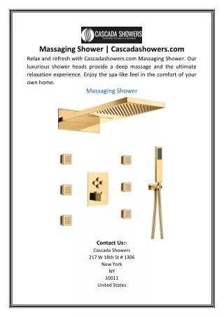 Massaging Shower | Cascadashowers.com