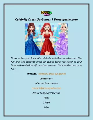 Celebrity Dress Up Games  Dressupwho