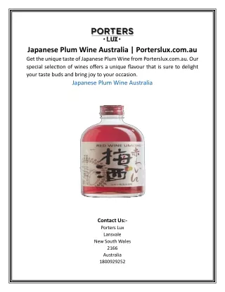 Japanese Plum Wine Australia | Porterslux.com.au